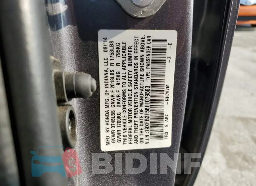 19XFB2F56EE079563 Photo# 12