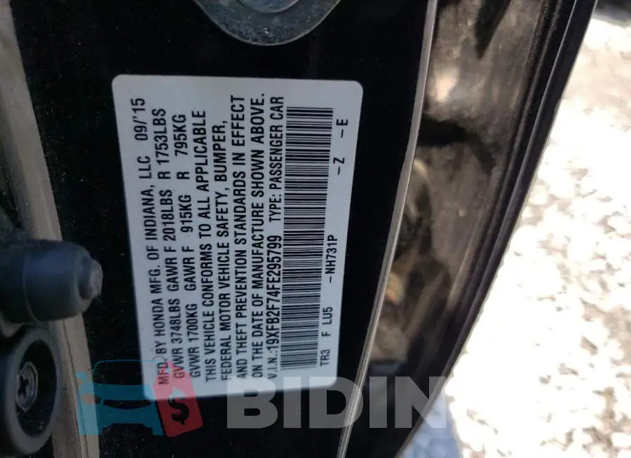 19XFB2F74FE295799 Photo# 12