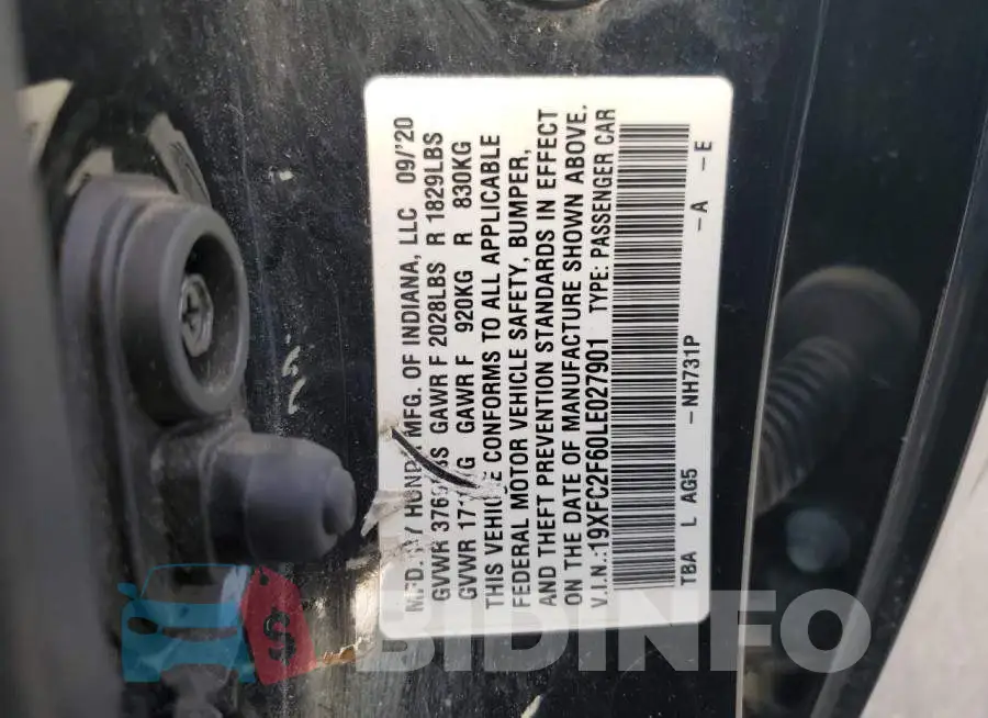 19XFC2F60LE027901 Photo# 13