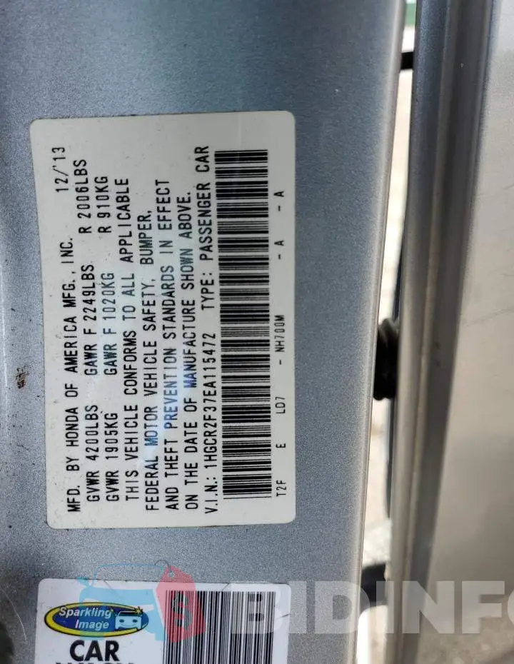 1HGCR2F37EA115472 Photo# 12
