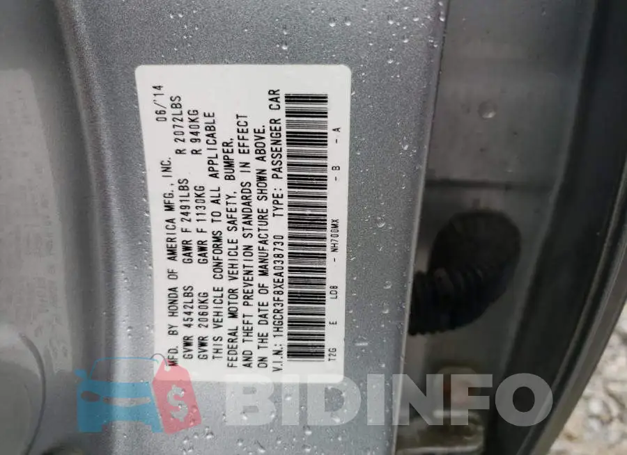 1HGCR3F8XEA038730 Photo# 12