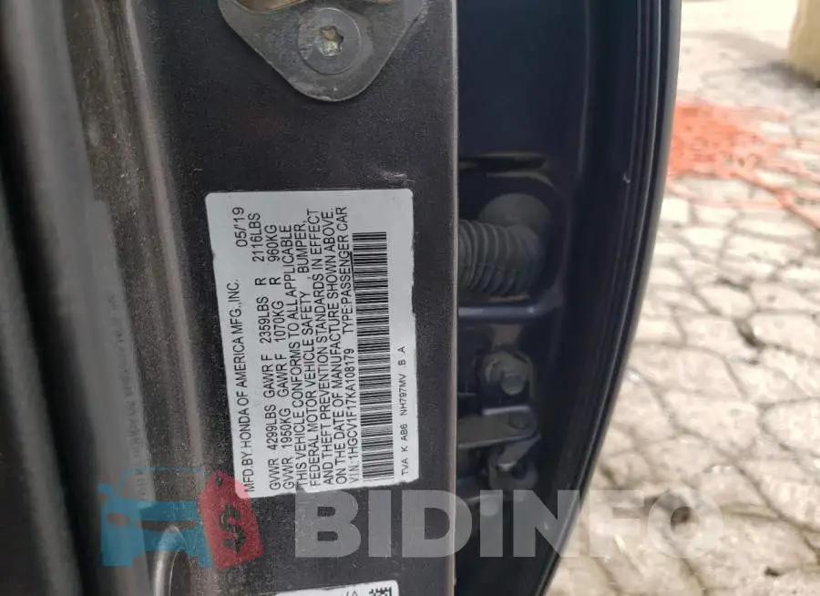 1HGCV1F17KA108179 Photo# 12