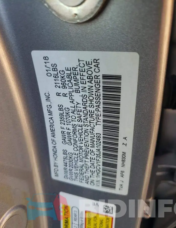 1HGCV1F35JA102493 Photo# 13