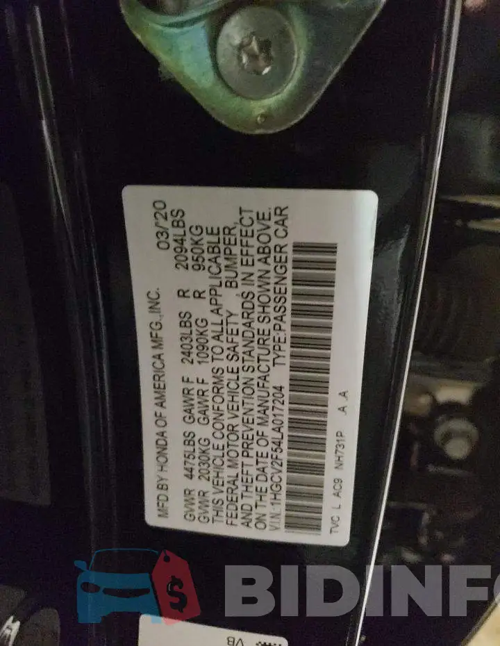 1HGCV2F54LA017204 Photo# 12