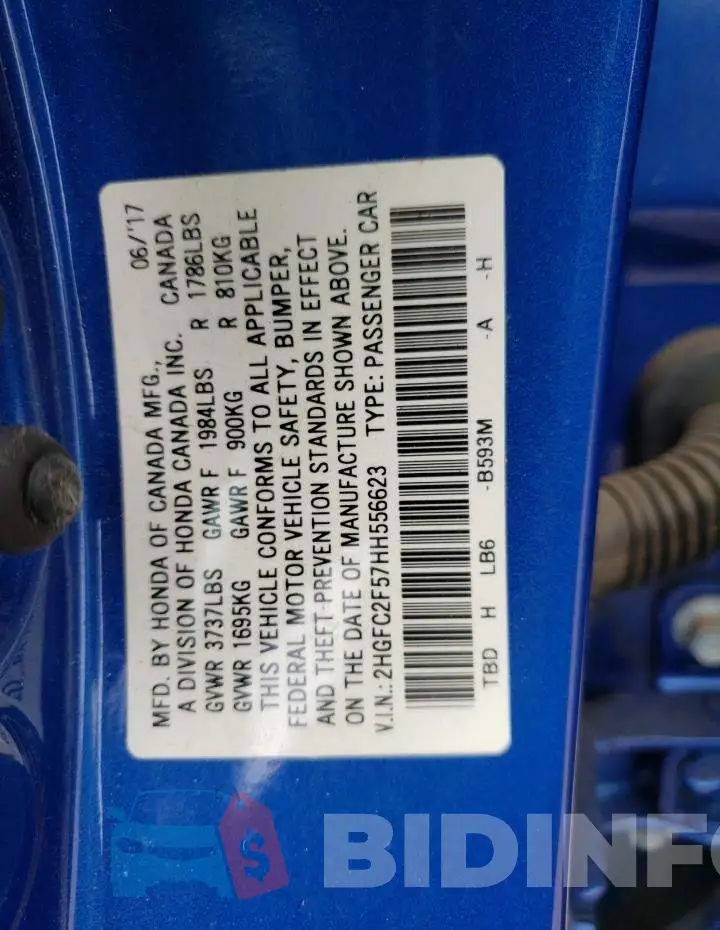 2HGFC2F57HH556623 Photo# 12
