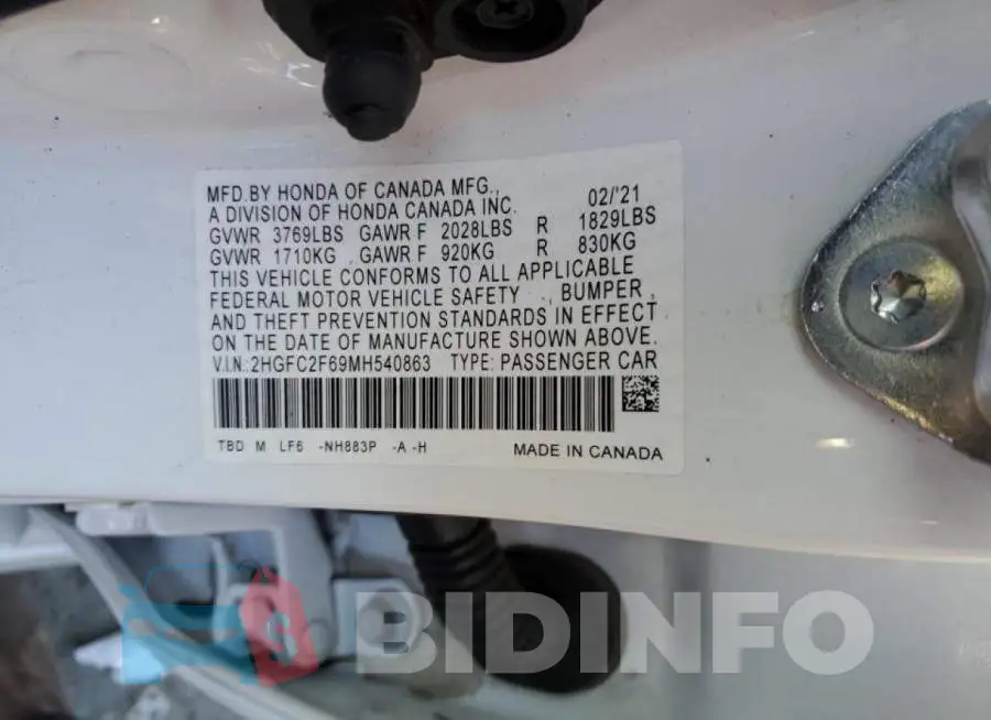 2HGFC2F69MH540863 Photo# 12
