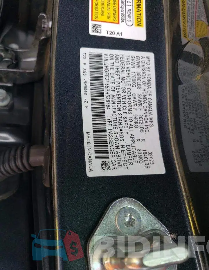 2HGFE2F55PH528764 Photo# 12