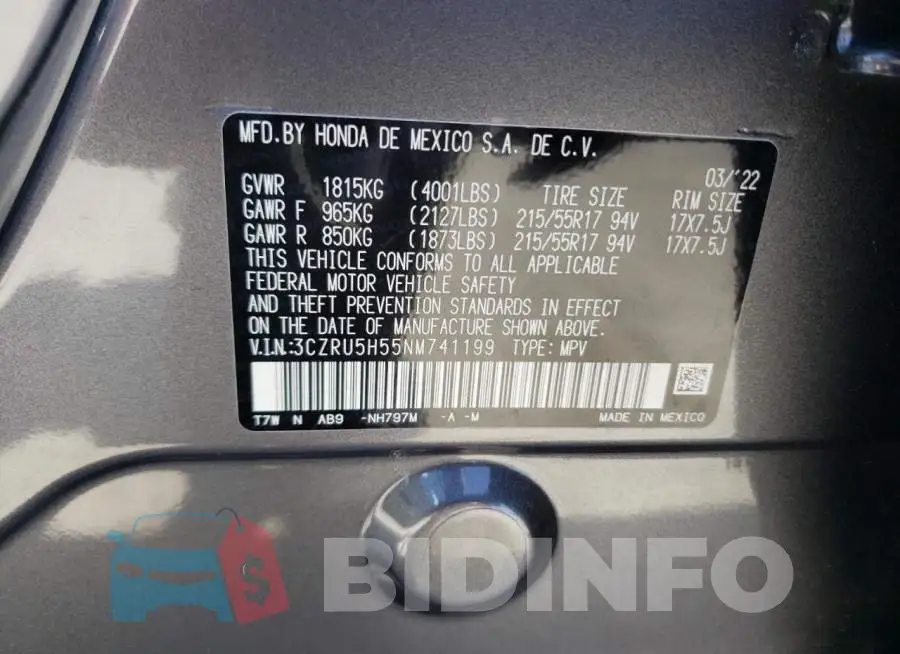 3CZRU5H55NM741199 Photo# 13