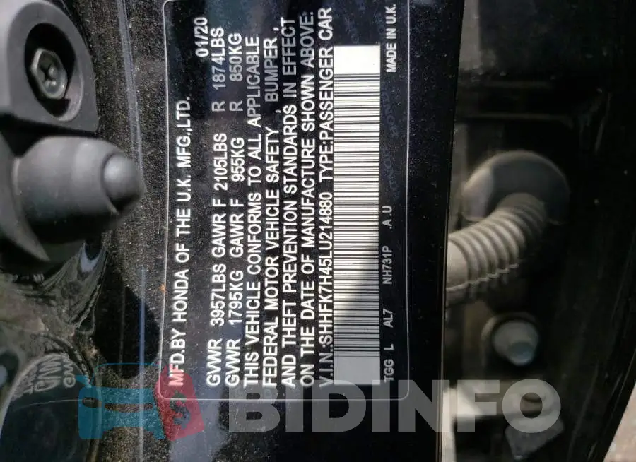 SHHFK7H45LU214880 Photo# 13