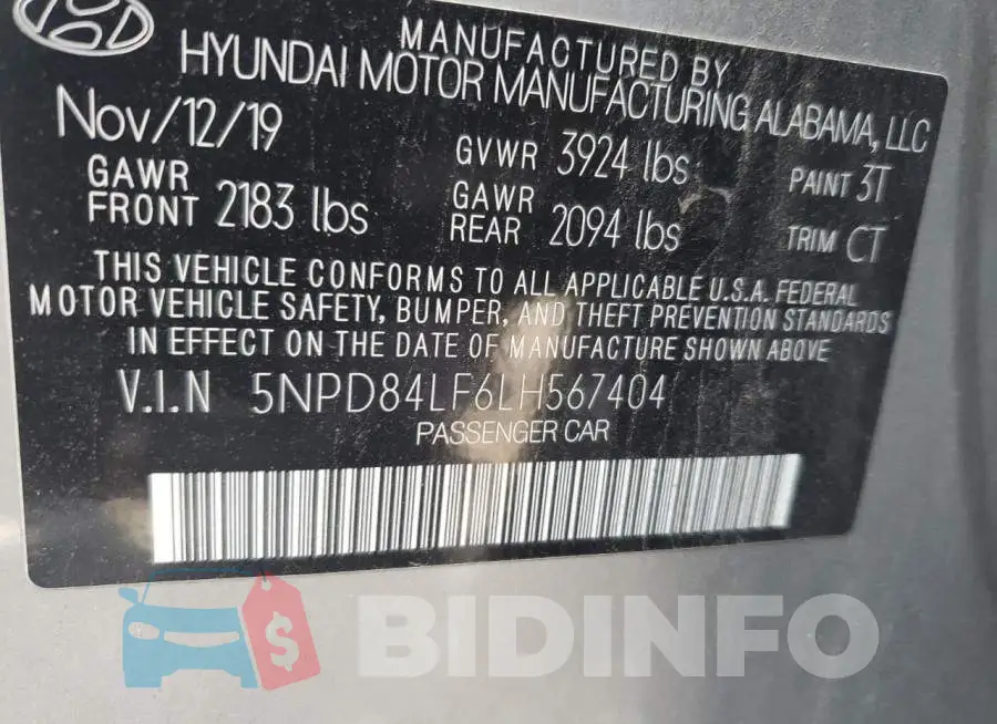 5NPD84LF6LH567404 Photo# 13