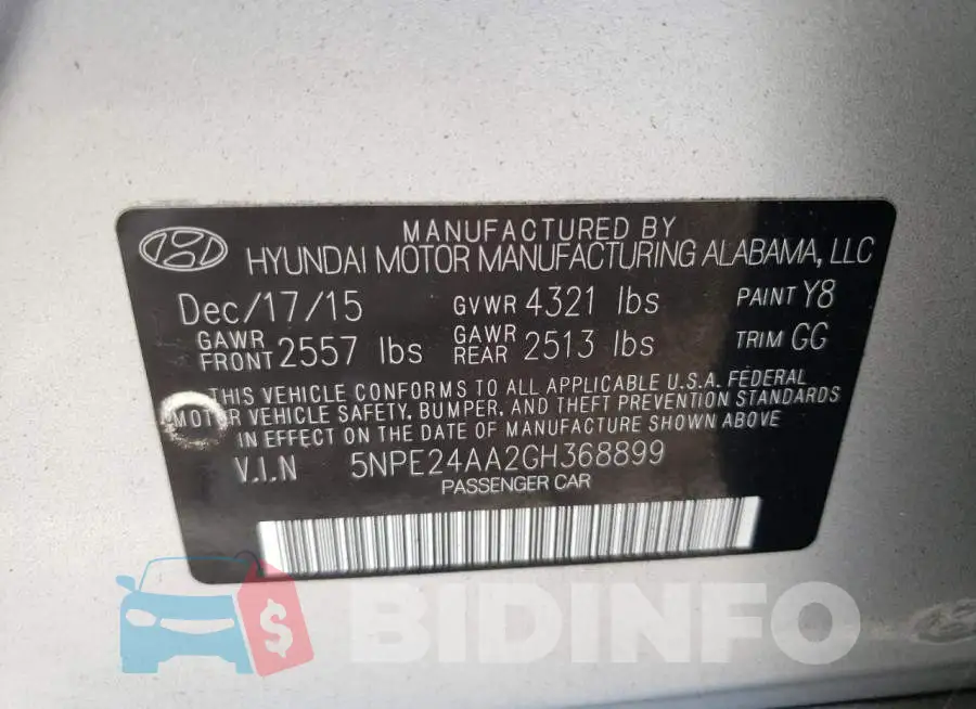 5NPE24AA2GH368899 Photo# 12