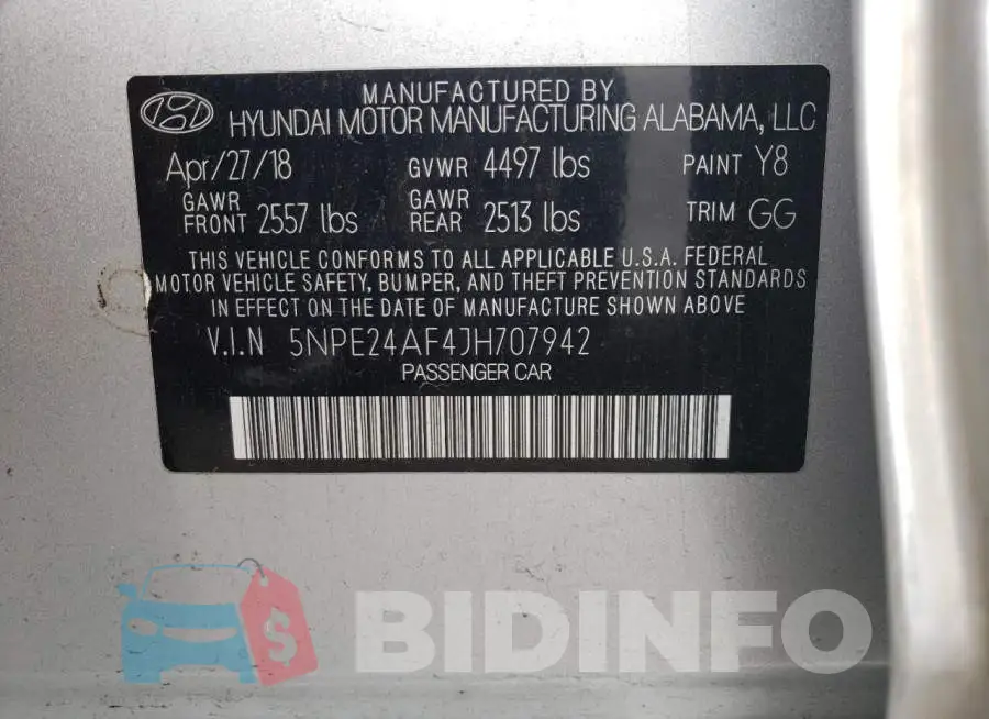 5NPE24AF4JH707942 Photo# 12