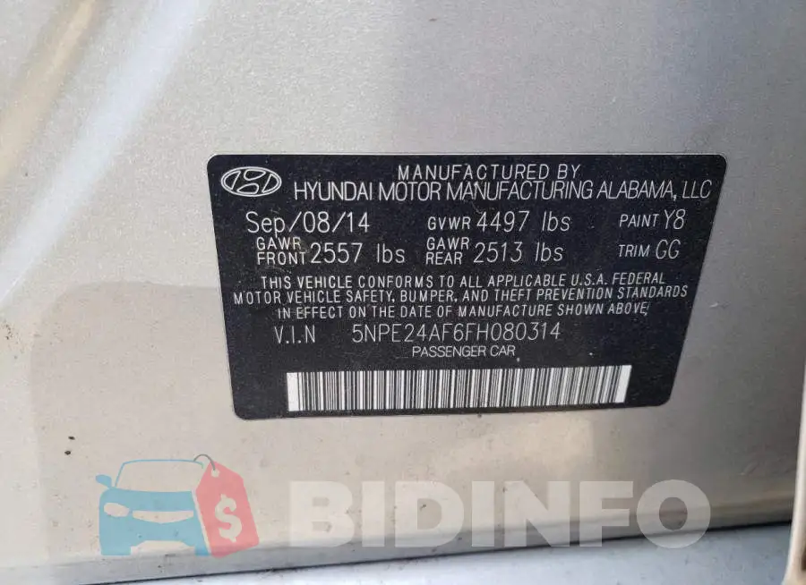 5NPE24AF6FH080314 Photo# 12