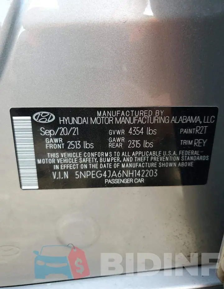 5NPEG4JA6NH142203 Photo# 12