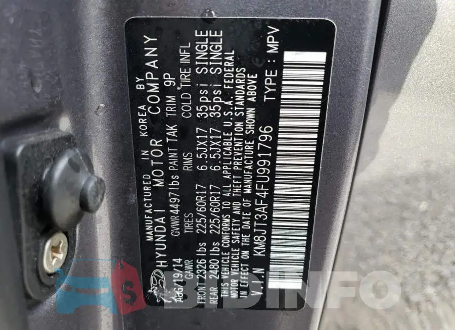 KM8JT3AF4FU991796 Photo# 12