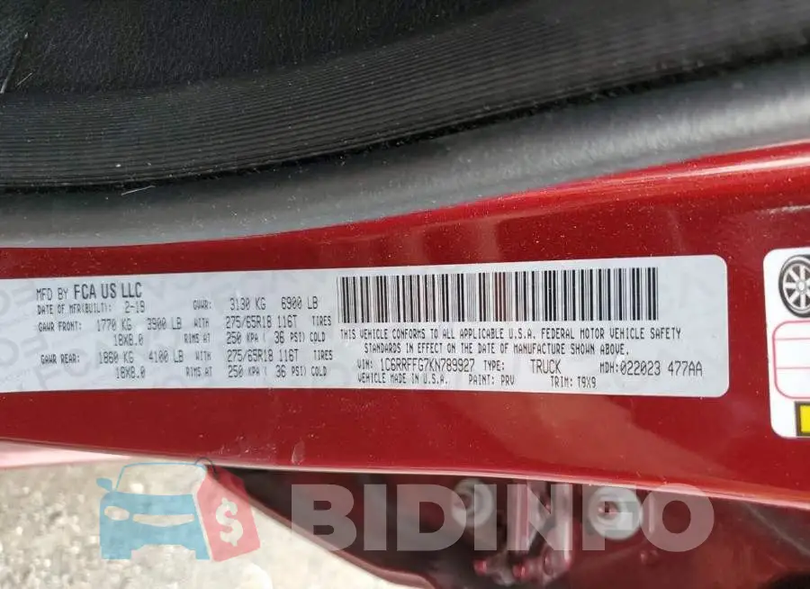 1C6RRFFG7KN789927 Photo# 12