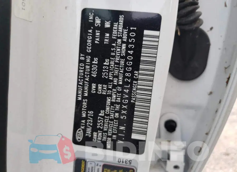 5XXGV4L28GG043501 Photo# 10