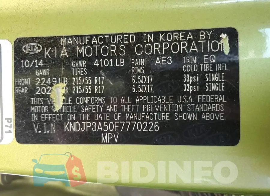 KNDJP3A50F7770226 Photo# 13