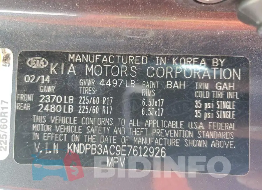 KNDPB3AC9E7612926 Photo# 14