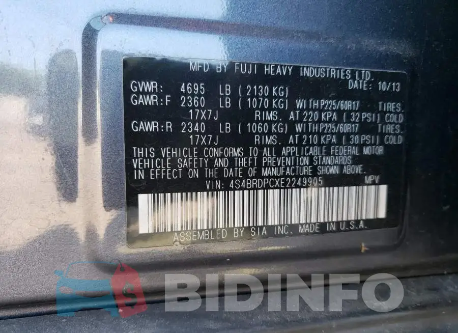 4S4BRDPCXE2249905 Photo# 13