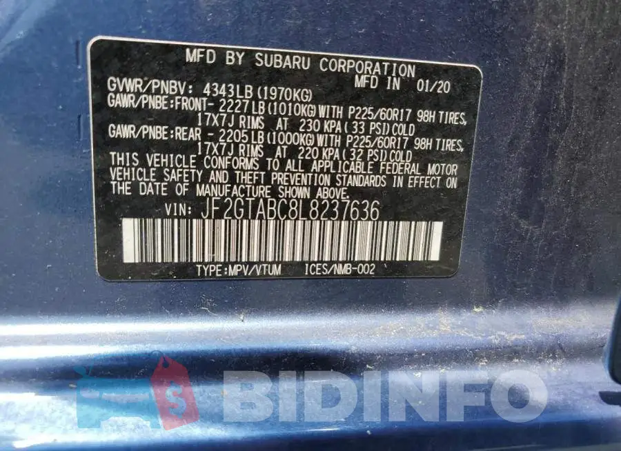 JF2GTABC8L8237636 Photo# 13