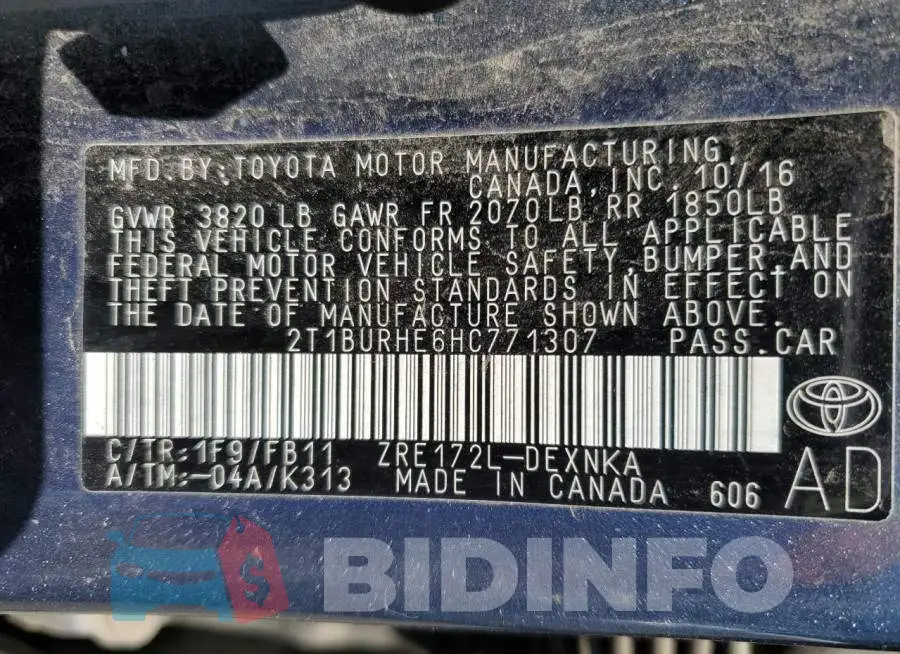 2T1BURHE6HC771307 Photo# 12