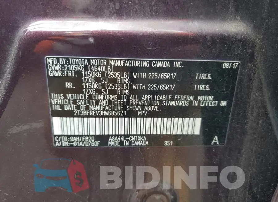 2T3BFREV3HW685621 Photo# 13