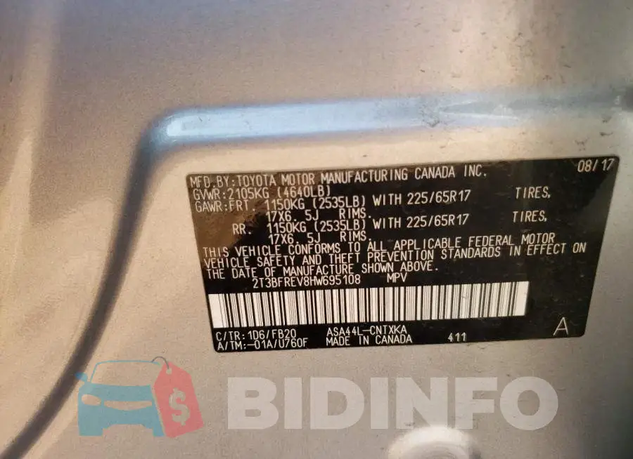 2T3BFREV8HW695108 Photo# 12