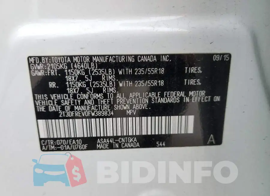 2T3DFREV0FW389834 Photo# 13