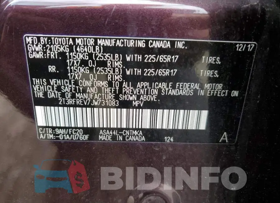 2T3RFREV7JW731083 Photo# 12