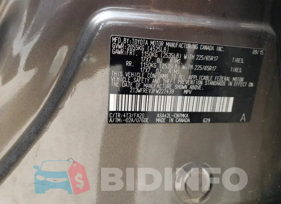 2T3WFREV3FW222439 Photo# 14