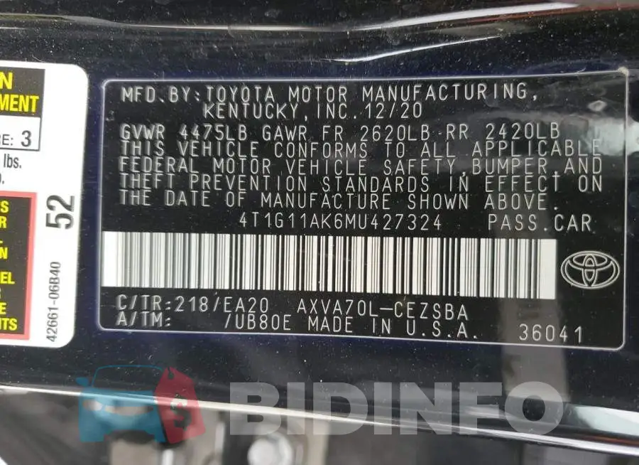 4T1G11AK6MU427324 Photo# 12