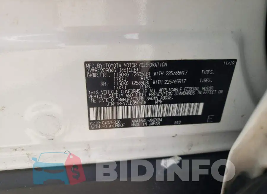 JTMF1RFV7LD050518 Photo# 12