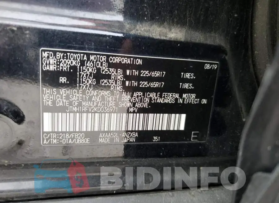 JTMH1RFV2KD036971 Photo# 12