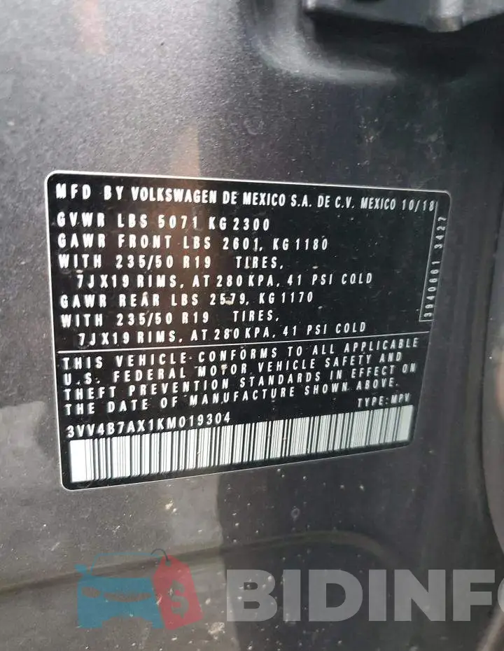 3VV4B7AX1KM019304 Photo# 14