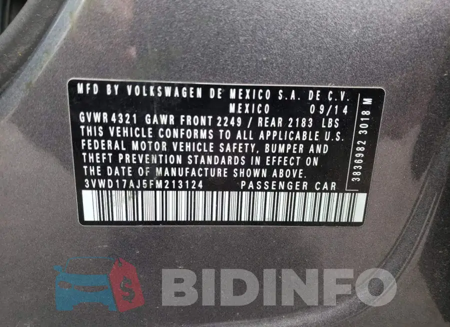 3VWD17AJ5FM213124 Photo# 12