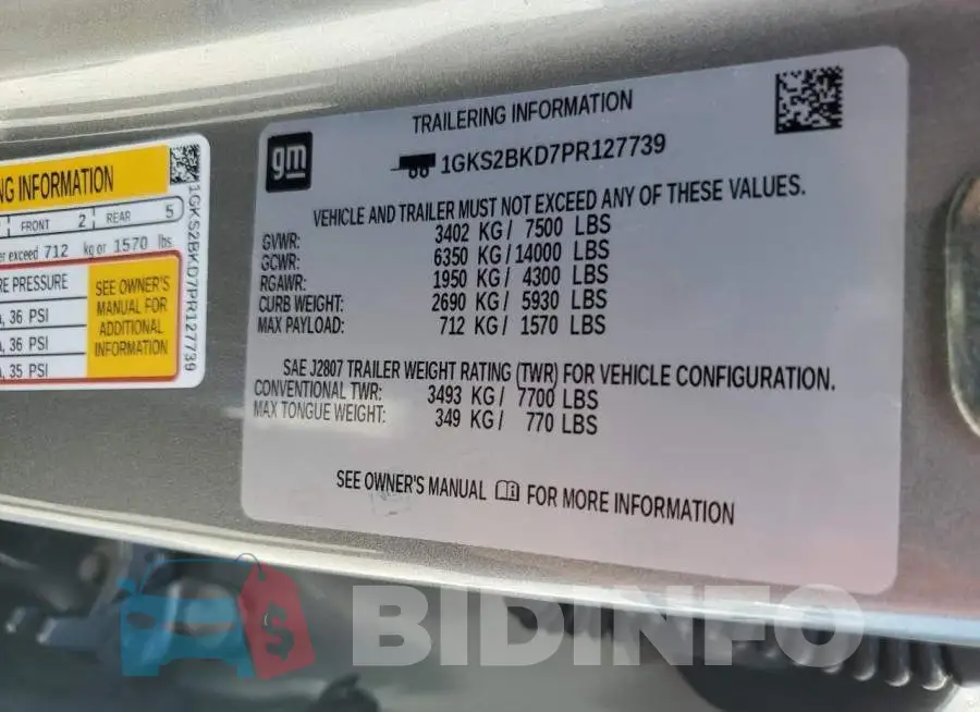 1GKS2BKD7PR127739 Photo# 13