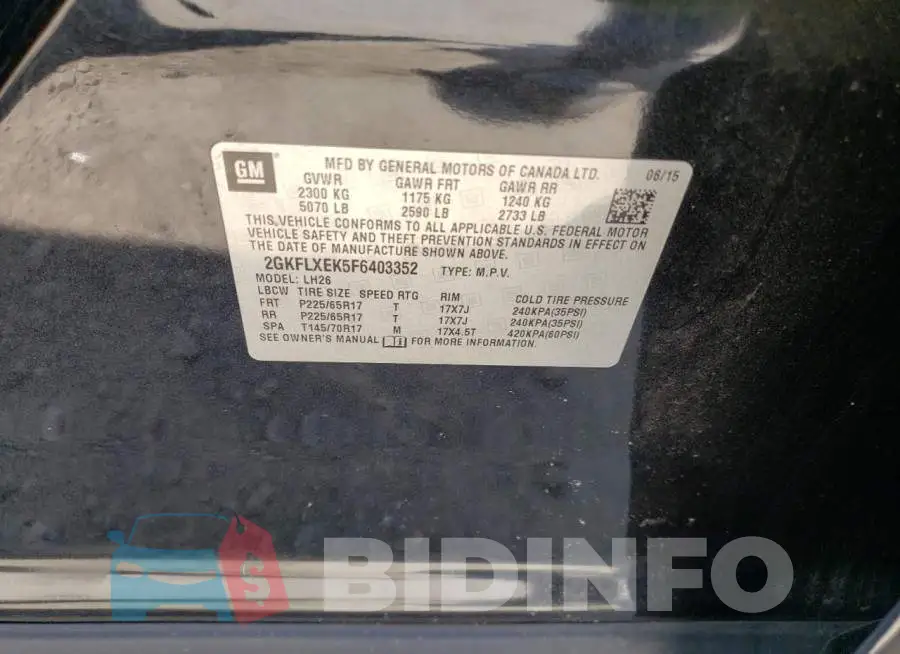 2GKFLXEK5F6403352 Photo# 13