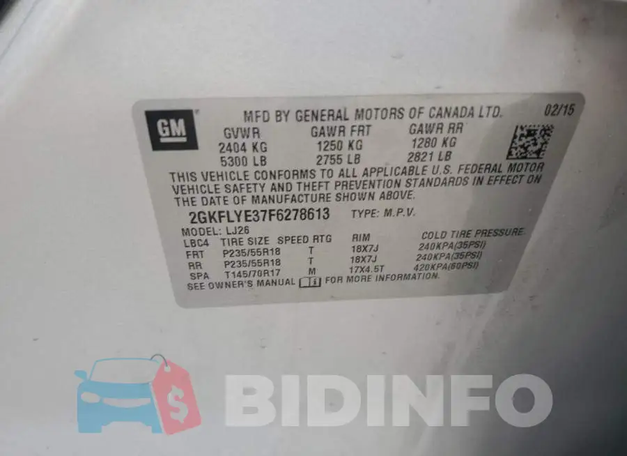 2GKFLYE37F6278613 Photo# 12