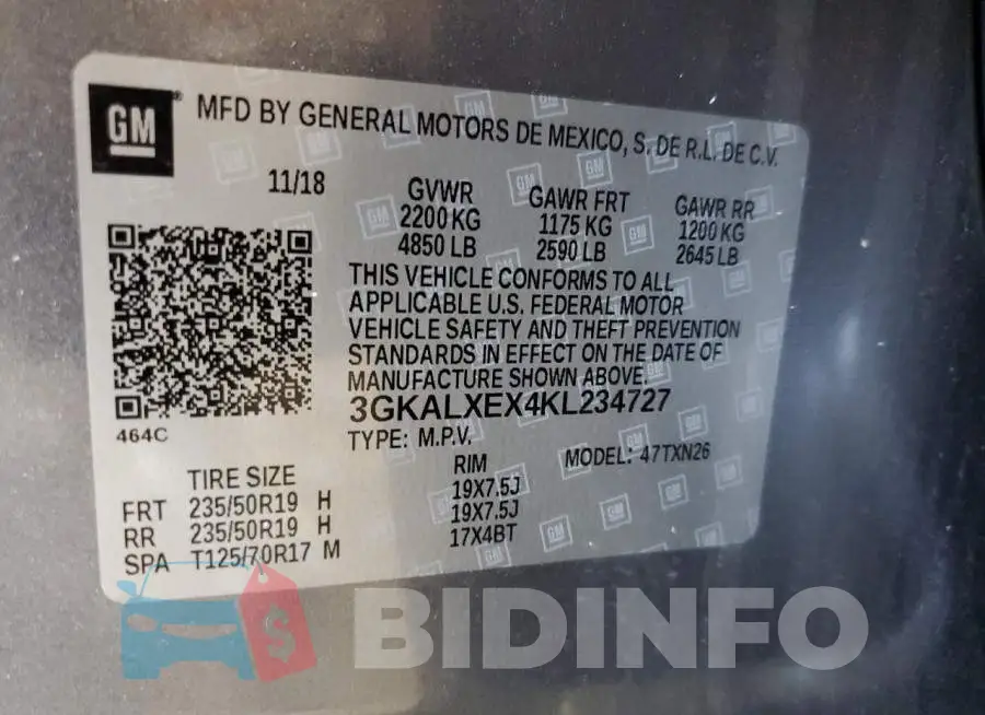 3GKALXEX4KL234727 Photo# 13