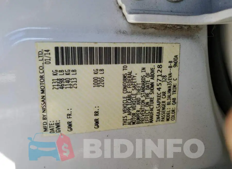 1N4AA5APXEC457128 Photo# 13