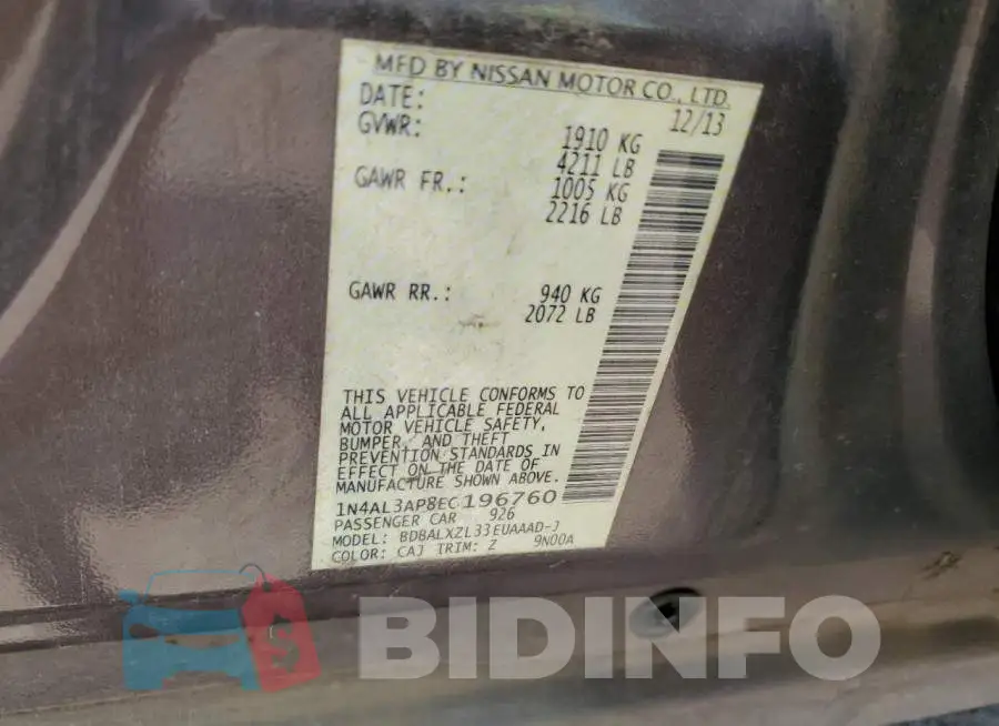 1N4AL3AP8EC196760 Photo# 13