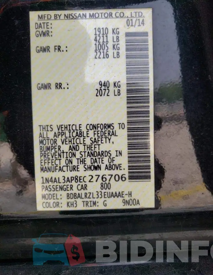 1N4AL3AP8EC276706 Photo# 12