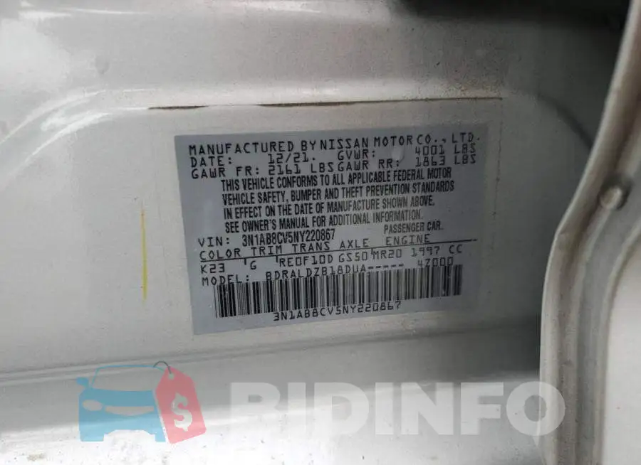 3N1AB8CV5NY220867 Photo# 12
