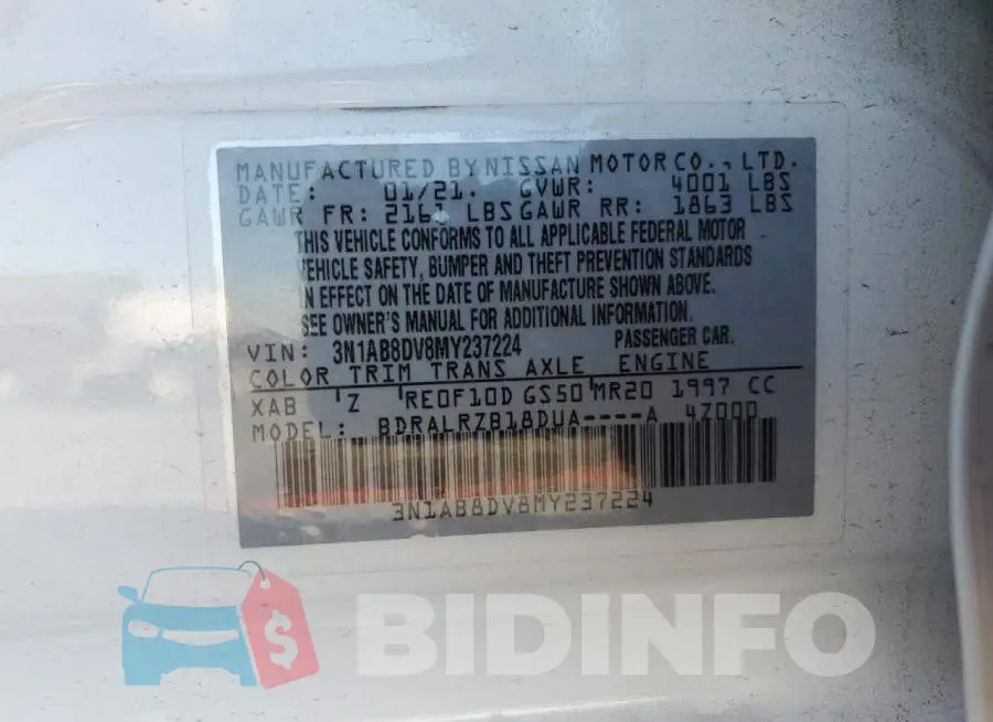 3N1AB8DV8MY237224 Photo# 13