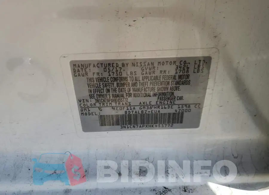 3N1CN7APXHK455772 Photo# 12