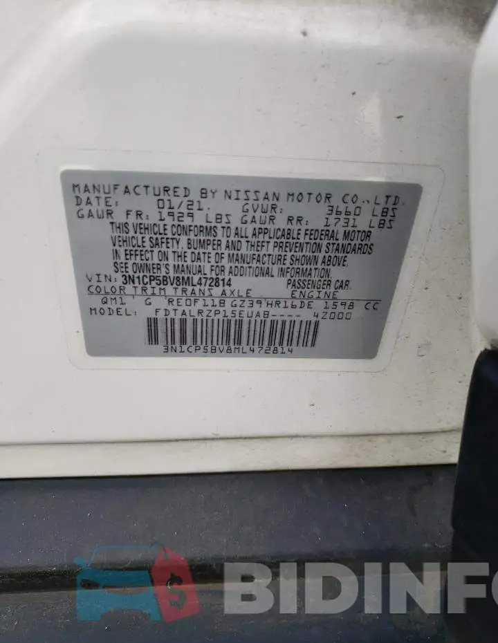 3N1CP5BV8ML472814 Photo# 12