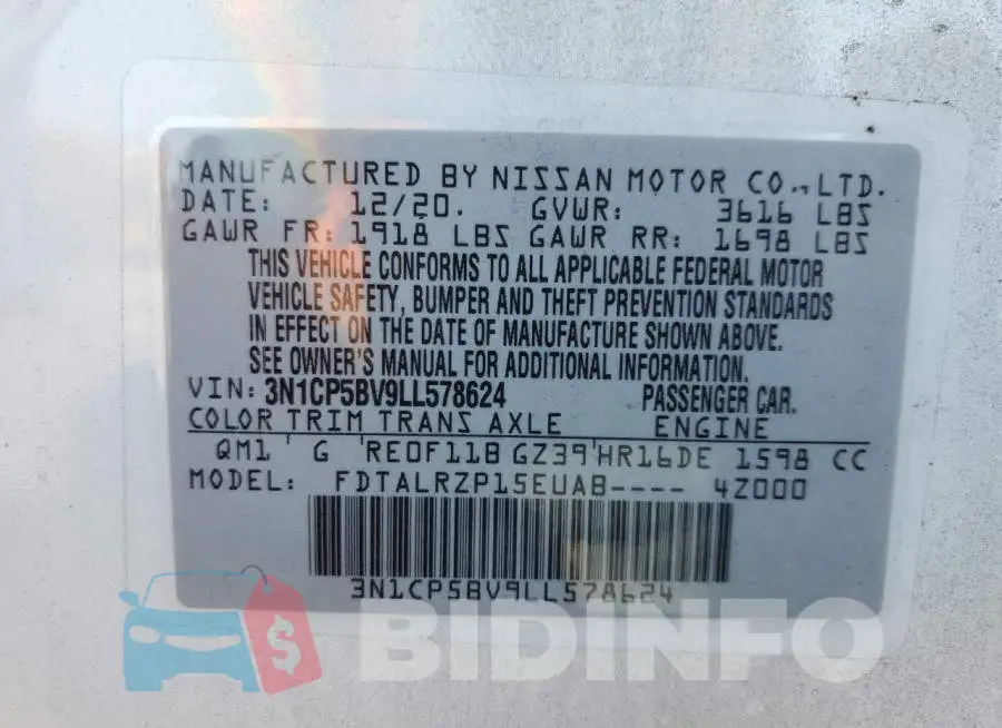 3N1CP5BV9LL578624 Photo# 12