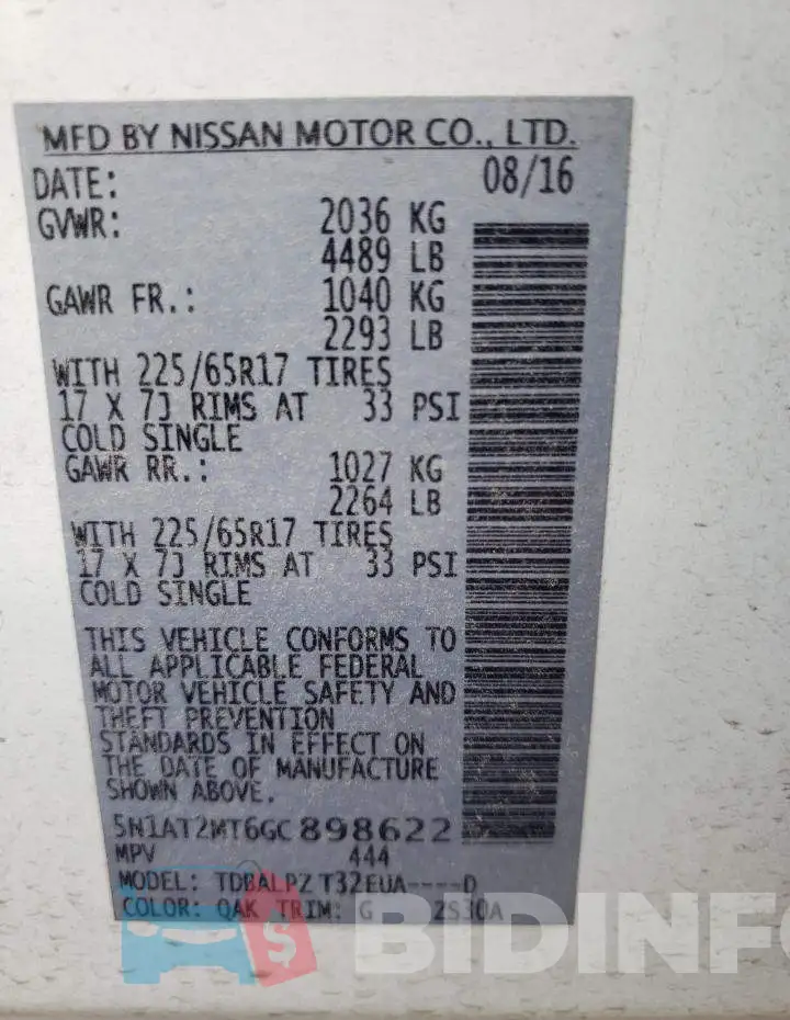 5N1AT2MT6GC898622 Photo# 14