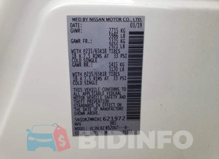 5N1DR2MM1KC621972 Photo# 14